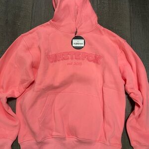 White Fox Boutique Pink Hoodie Puff lettering